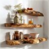 Floating Handcrafted Wooden Wall Shelves - W01 - Image 2