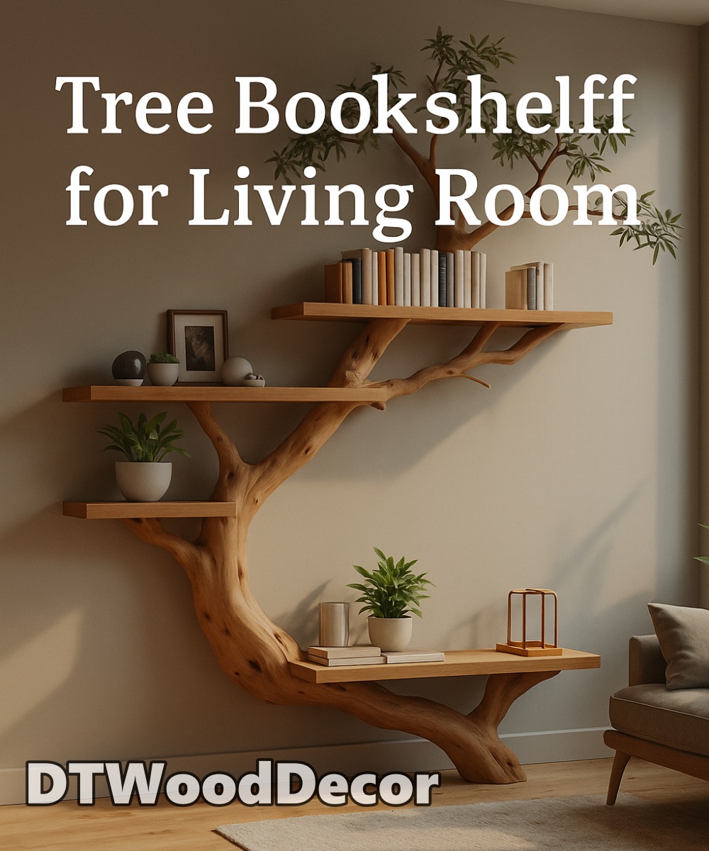 Tree bookshelf for living room by DTWoodDecor