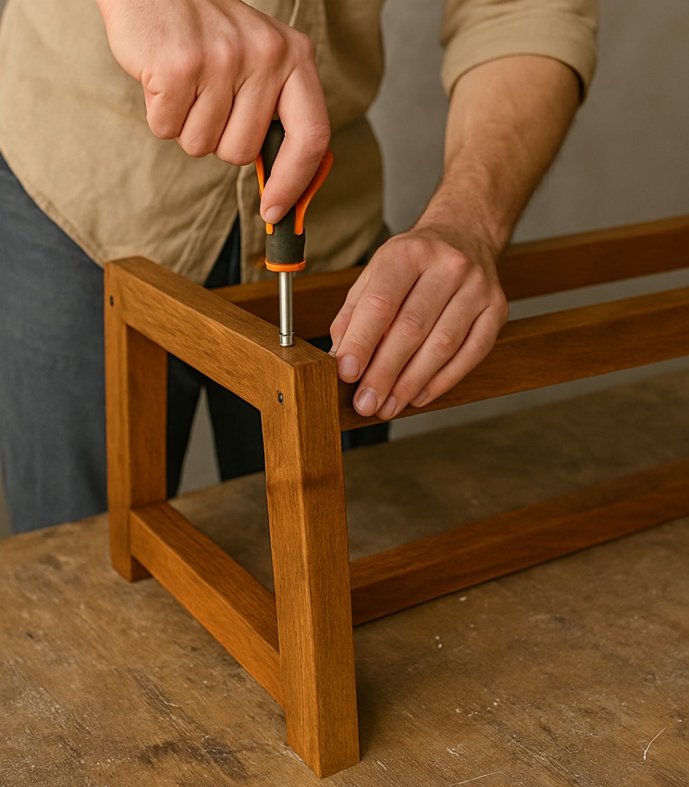 Make a wooden bench - assemble the frame