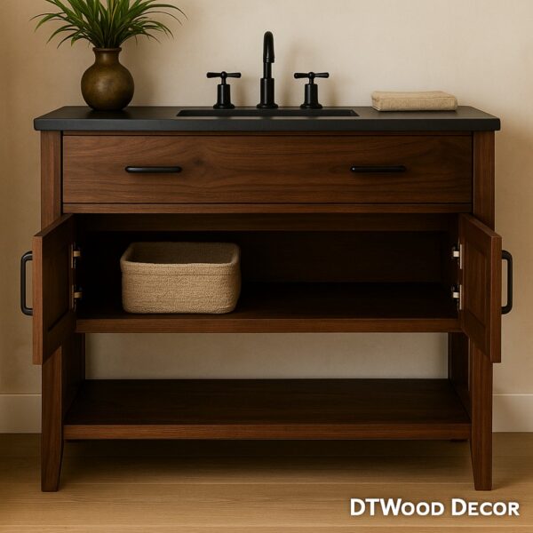 dark wood bathroom vanity by DTWood Decor