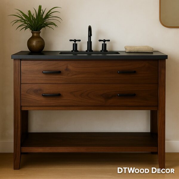 dark wood bathroom vanity by DTWoodDecor