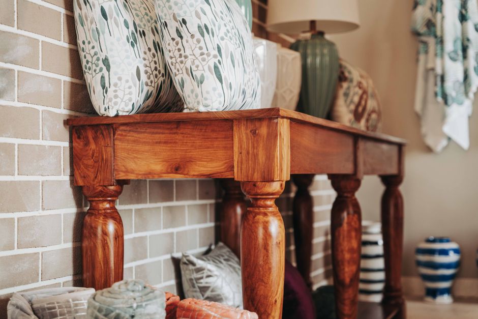 antique salvaged wood console table farmhouse style