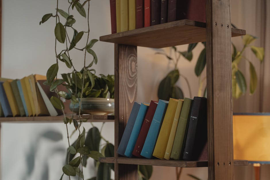 homemade tree bookshelf with books American home