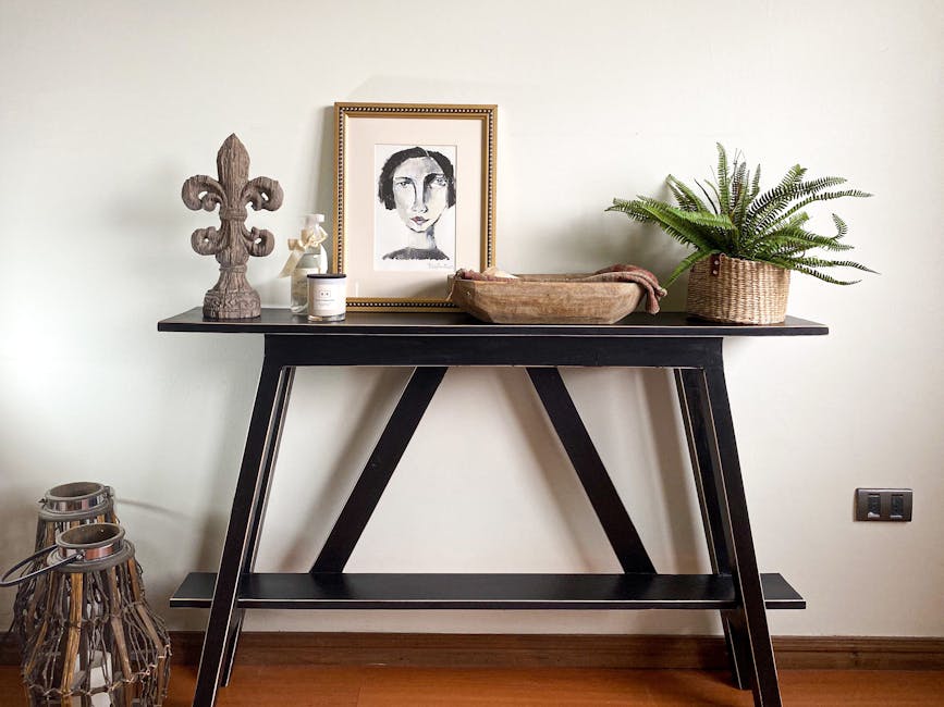vintage reclaimed barn wood console table entryway