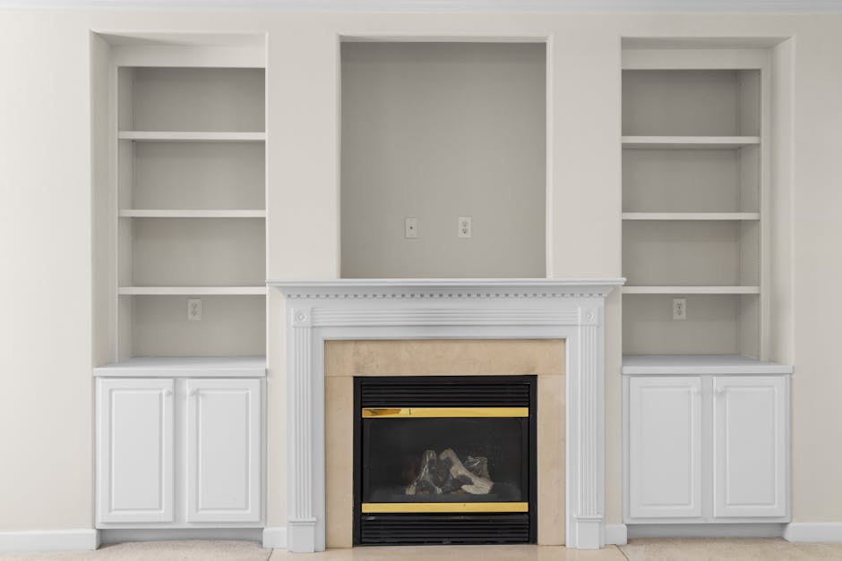 walnut floating mantel shelf living room